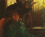 Artur Timoteo da Costa Lady in Green oil painting reproduction